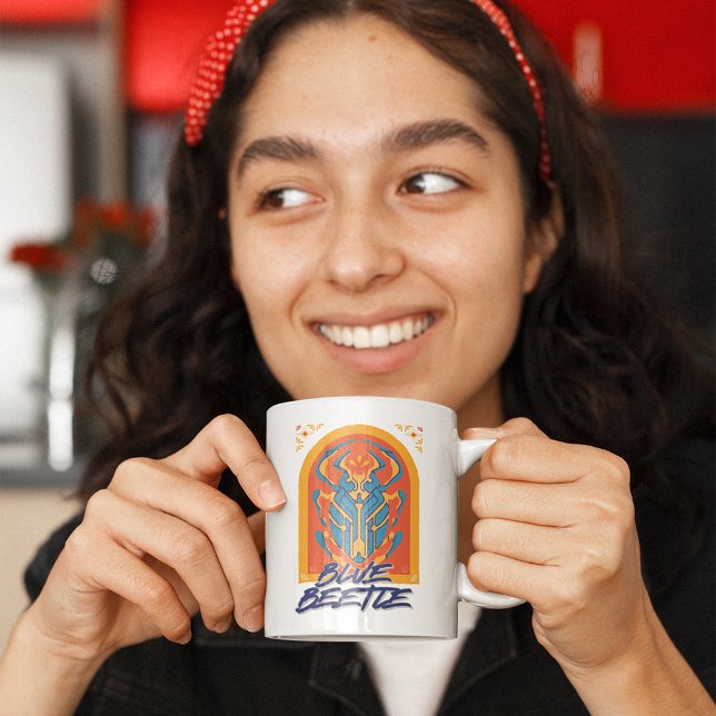 Blue Beetle Scarab Talavera Graphic Jumbo Mugg (Person holding mug)