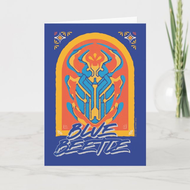 Blue Beetle Scarab Talavera Graphic Kort (Framsida)