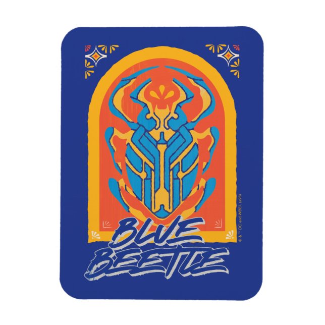 Blue Beetle Scarab Talavera Graphic Magnet (Vertikal)
