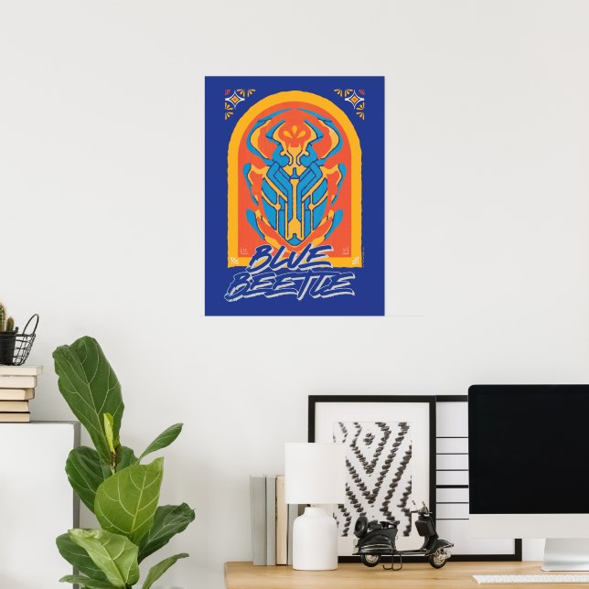 Blue Beetle Scarab Talavera Graphic Poster (Hemmakontoret)