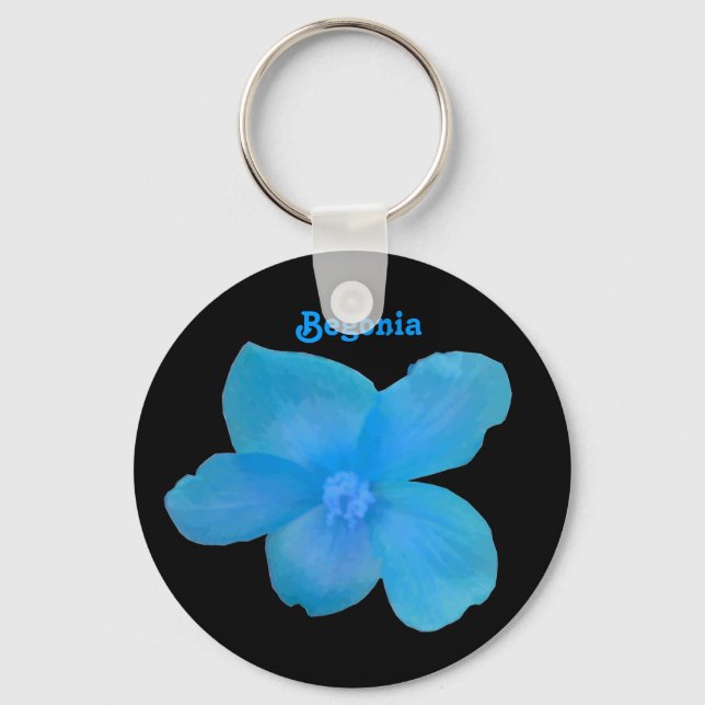 Blue Begonia Anpassade Keychain Nyckelring (Framsida)