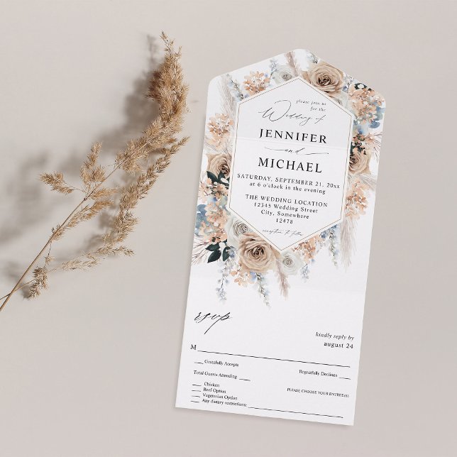 Blue & Beige Boho Blommigt Bröllop (Skapare uppladdad)
