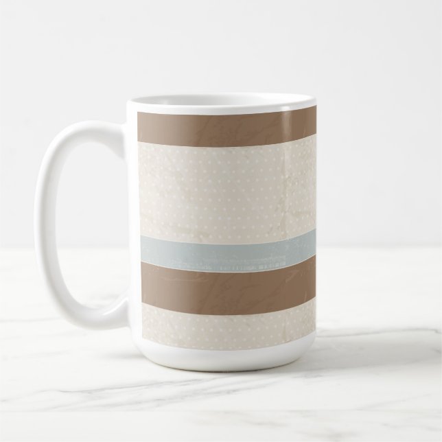 Blue Beige Brown Soft Polka dots Retro Background Kaffemugg (Vänster)