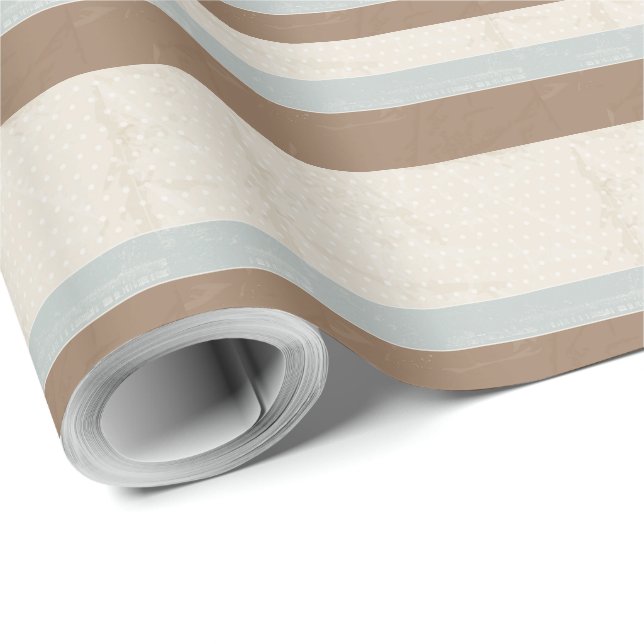 Blue Beige Brown Soft Polka dots Retro Background Presentpapper (Rullad Hörn)