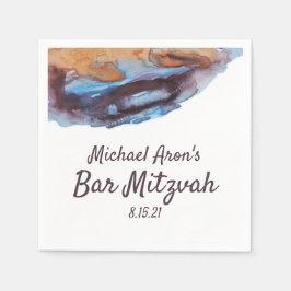 Blue, Beige, Caramel Pub Mitzvah Napkins Pappersservett