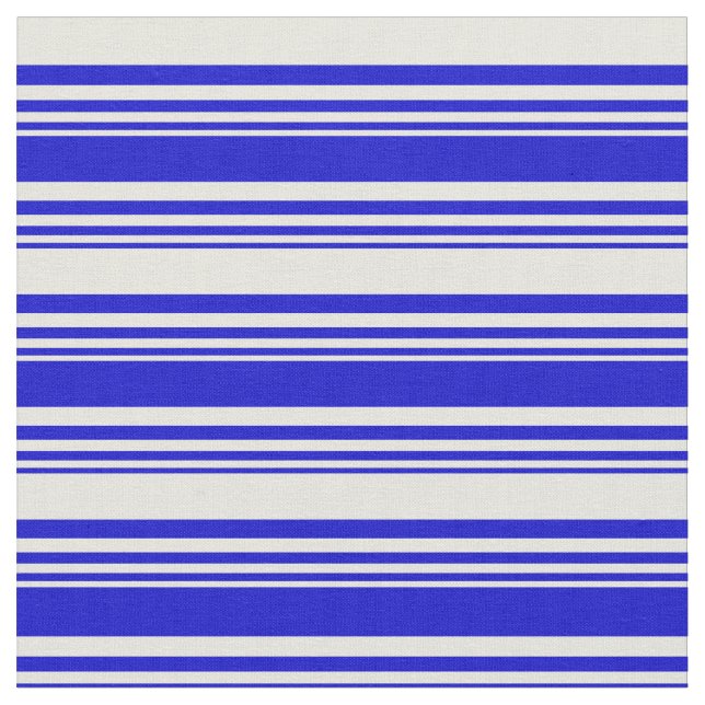 Blue & Beige Färgad Linjer Mönster Tyg (Närbild)