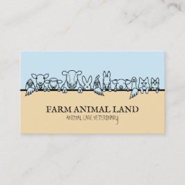 Blue Beige Farm Animal Watch Veterinary Visitkort
