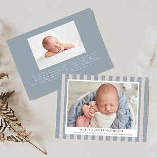 Blue & Beige Farmhouse Linen Rand 2 Fotofödelse Meddelande