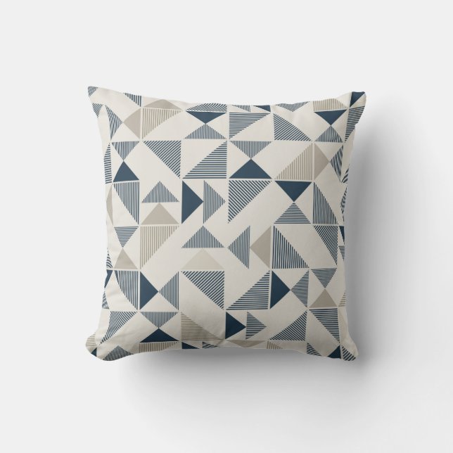 Blue & Beige Geometric Mönster Dekorativ kudde (Framsida)