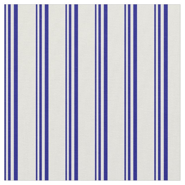 Blue & Beige Lining Mönster Tyg (Närbild)