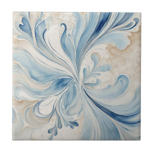 Blue Beige Lövs Ceramic Tile Kakelplatta