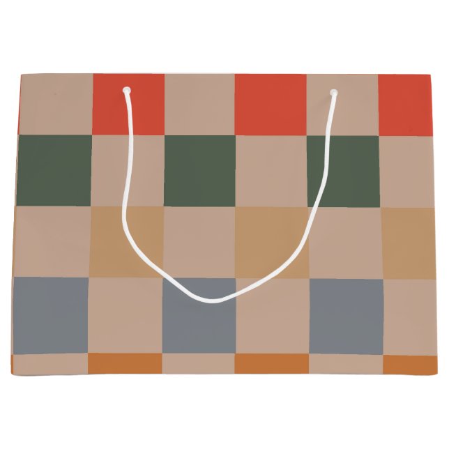 Blue Beige Orange Brown Checkered Gingham Mönster (Framsidan)