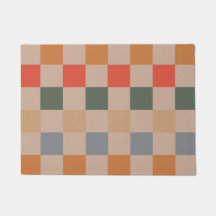 Blue Beige Orange Brown Checkered Gingham Mönster