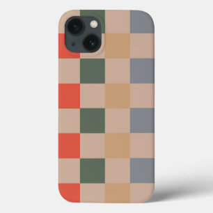 Blue Beige Orange Brown Checkered Gingham Mönster