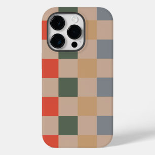 Blue Beige Orange Brown Checkered Gingham Mönster