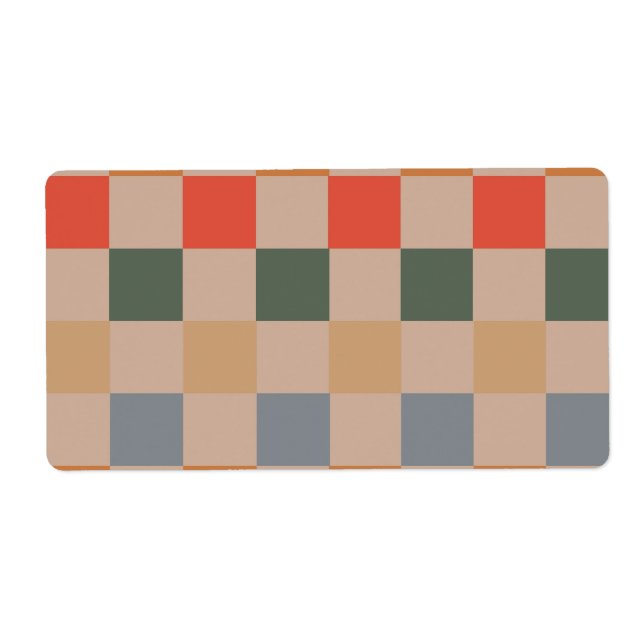 Blue Beige Orange Brown Checkered Gingham Mönster Fraktsedel (Framsidan)