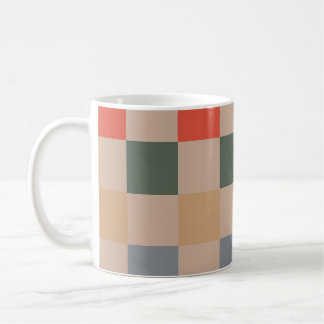 Blue Beige Orange Brown Checkered Gingham Mönster Kaffemugg