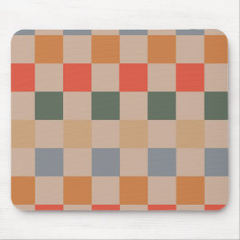 Blue Beige Orange Brown Checkered Gingham Mönster Musmatta