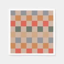 Blue Beige Orange Brown Checkered Gingham Mönster
