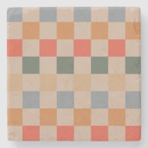 Blue Beige Orange Brown Checkered Gingham Mönster