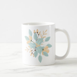 Blue Beige Pastel Winter Botanical Illustration Kaffemugg