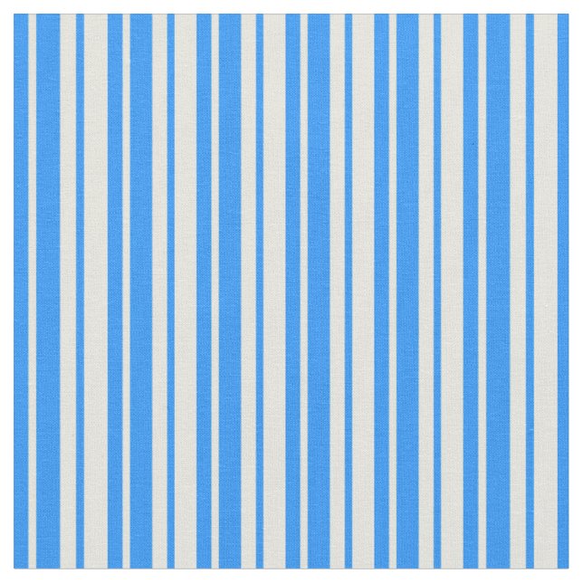 Blue & Beige Rand/Linjer Mönster Tyg (Närbild)