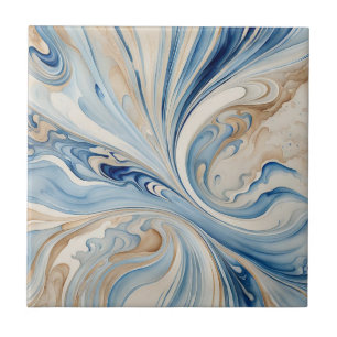 Blue Beige Vågar 2 Ceramic Tile Kakelplatta