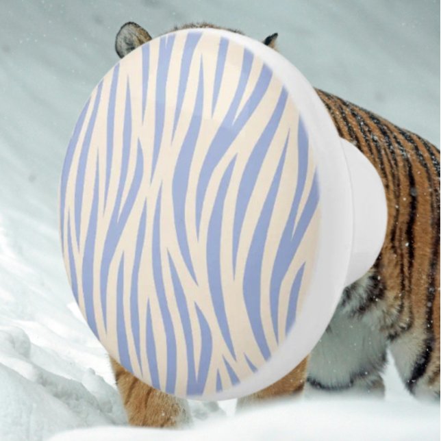Blue & Beige Zebra Rand Ceramic Knob - Animal Knopp (Skapare uppladdad)