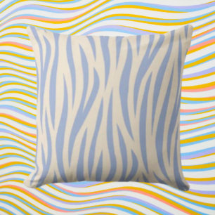 Blue & Beige Zebra Rand Dekorativ kudde - Modern