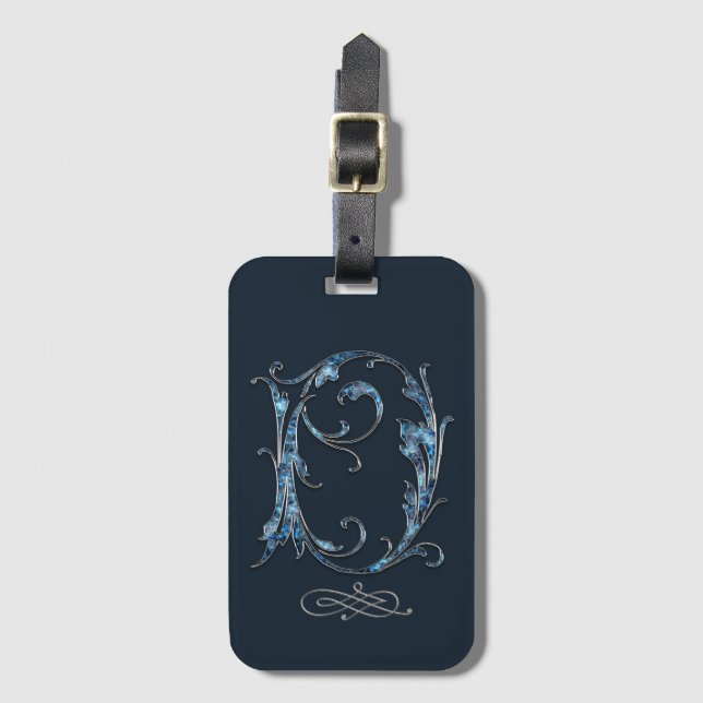 Blue Bejeweled D Luggage Tag Bagagebricka (Framsida vertikal)