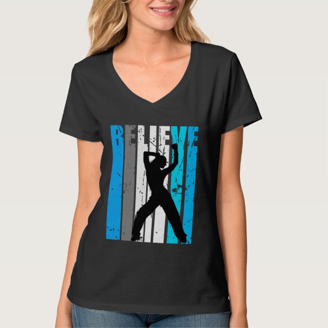 Blue Believe Dance Motivational Girls Team Retro T Shirt (Framsida)