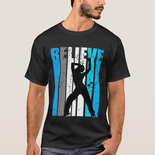 Blue Believe Dance Motivational Girls Team Retro T Shirt (Framsida)