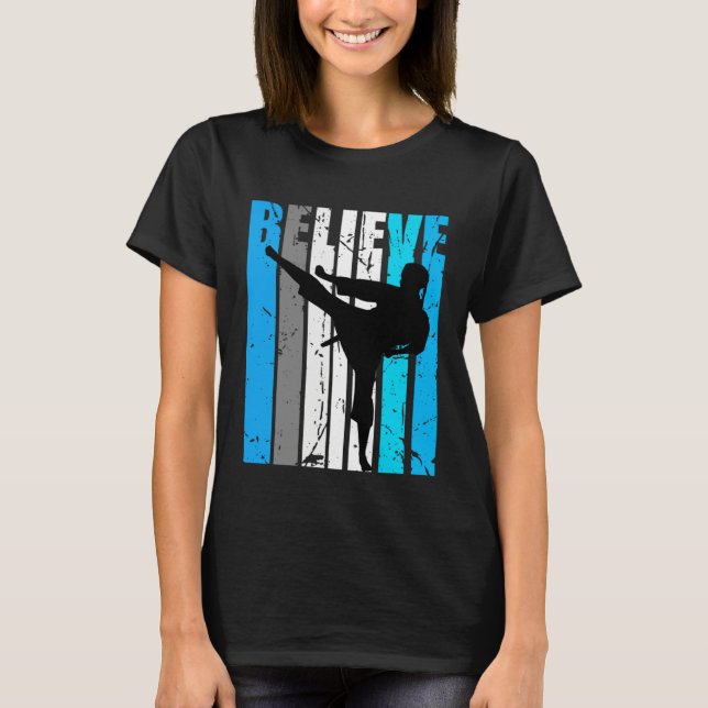 Blue Believe Jiu Jitsu Motivational Girls Team Ret T Shirt (Framsida)