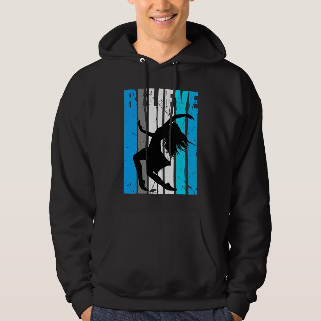 Blue Believe Motivational Girls Dance Retro Graphi Hoodie (Framsida)