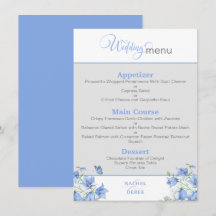 Blue Bellblomma Bröllop Menu