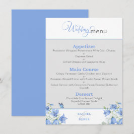 Blue Bellblomma Bröllop Menu Meny
