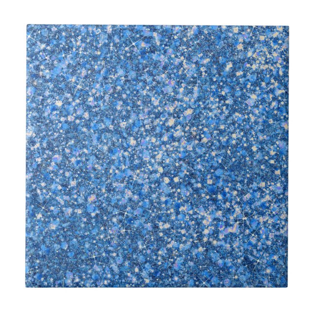 Blue Belle Färg Faux Glitter Ceramic Tile Kakelplatta (Framsidan)