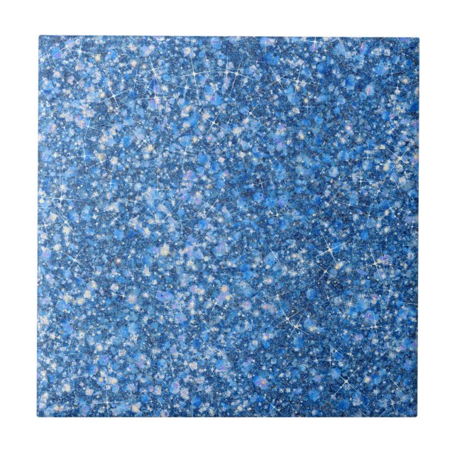Blue Belle Färg Faux Glitter Kakelplatta (Framsidan)