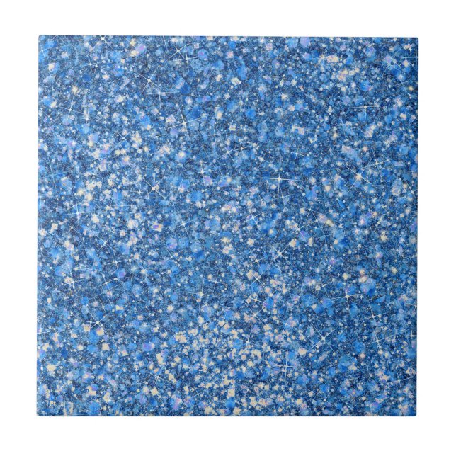 Blue Belle Färg Faux Glitter Kakelplatta (Framsidan)