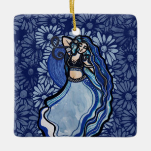 Blue Belly Dancer Julgransprydnad Keramik