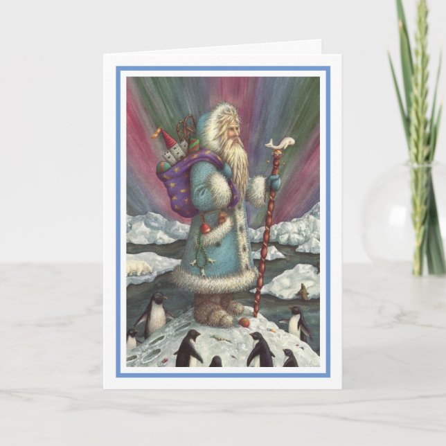 BLUE BELSNICKLE, NORTHERN LJUS & PENGUINS Verse Helgkort (Framsida)