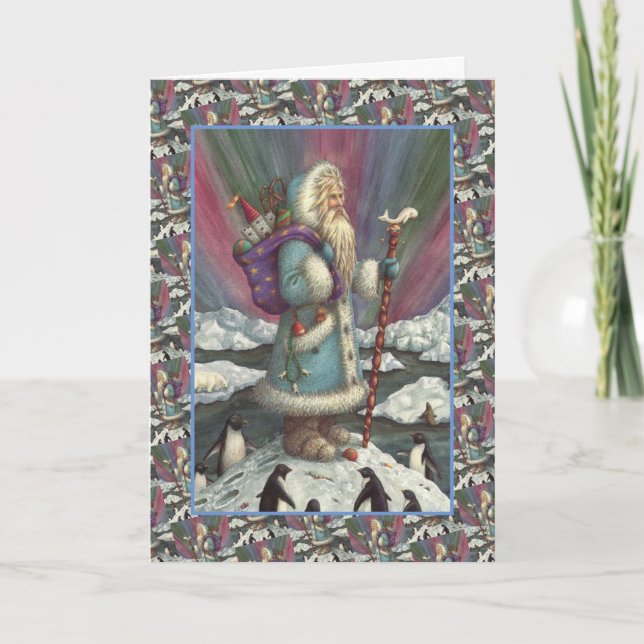 BLUE BELSNICKLE, NORTHERN LJUS & PENGUINS Verse Helgkort (Framsida)