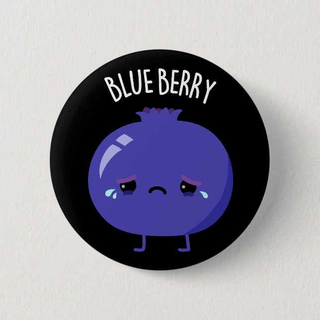 Blue Berry Funny Blueberry Pun Mörk BG Knapp (Framsida)