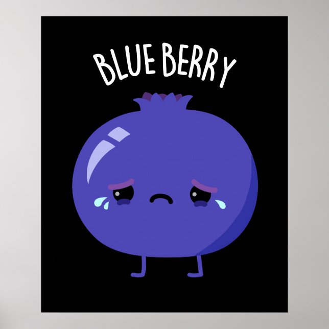 Blue Berry Funny Blueberry Pun Mörk BG Poster (Framsidan)