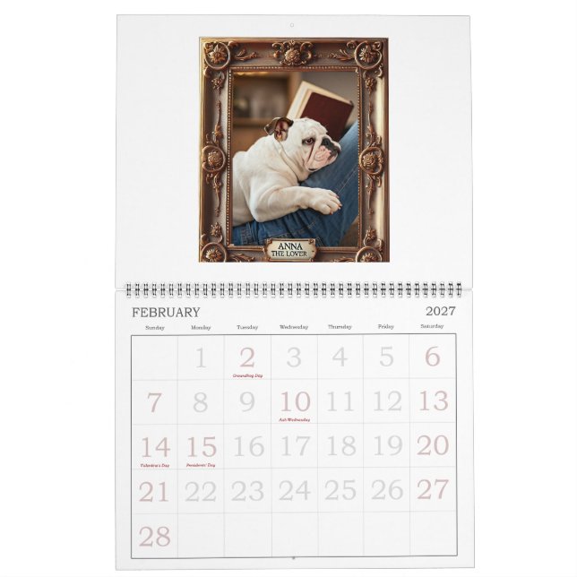 Blue Berry Grund DogGo Bra Days Calendar Kalender (Feb 2027)