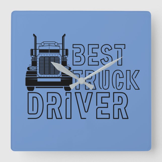 Blue Best Truck Driver Carrier Fyrkantig Klocka (Framsida)