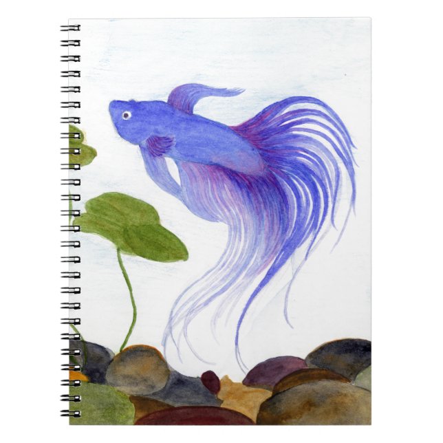 Blue Betta Fish Anteckningsbok (Framsidan)