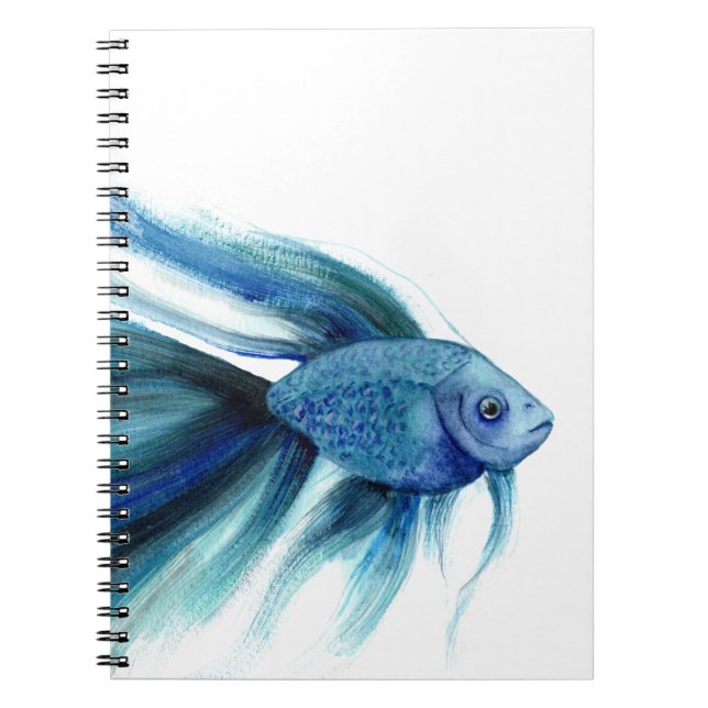 Blue Betta Fish Anteckningsbok (Framsidan)