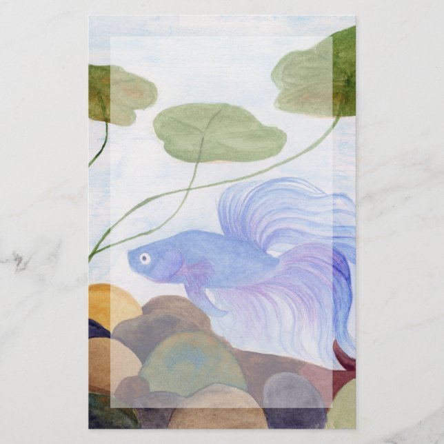 Blue Betta Fish Brevpapper (Framsida)