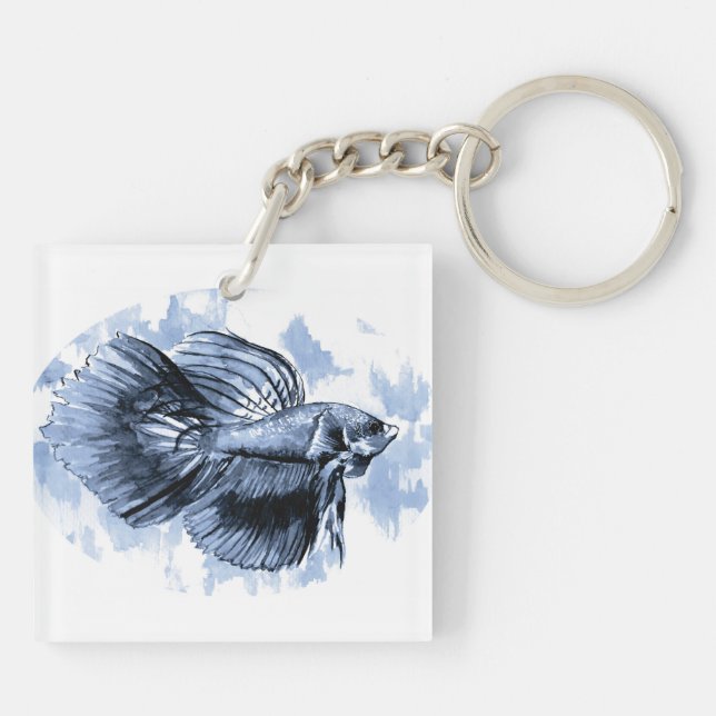 Blue Betta Fish Keychain (Baksidan)